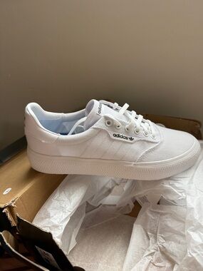 adidas White Low-Profile Canvas Sneakers